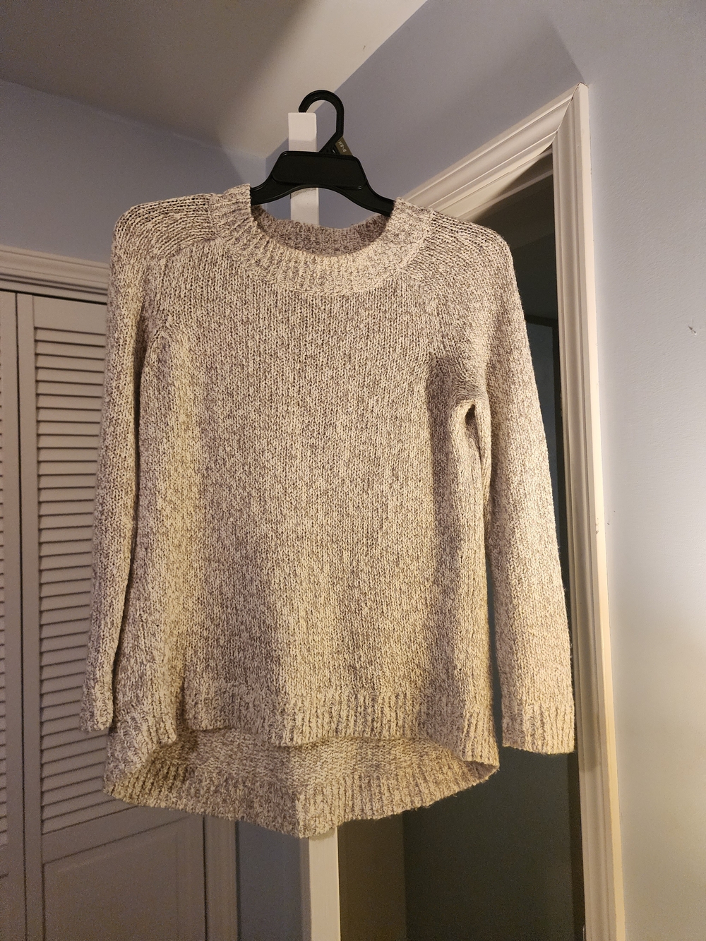 LOFT Cream Marled Crewneck Sweater